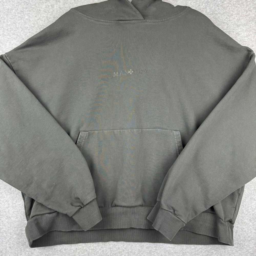 Manura Heavyweight Hoodie Womens L Charcoal Gray Oversized Boxy Washed Cotton